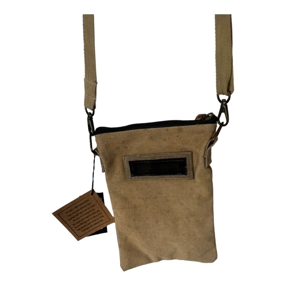 Vintage Foundry Peace Van Hippie Khaki Canvas Crossbody Bag New - Picture 5 of 8